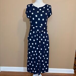 Boden Navy Polka Dot Amelie Jersey Dress Size 10 Long